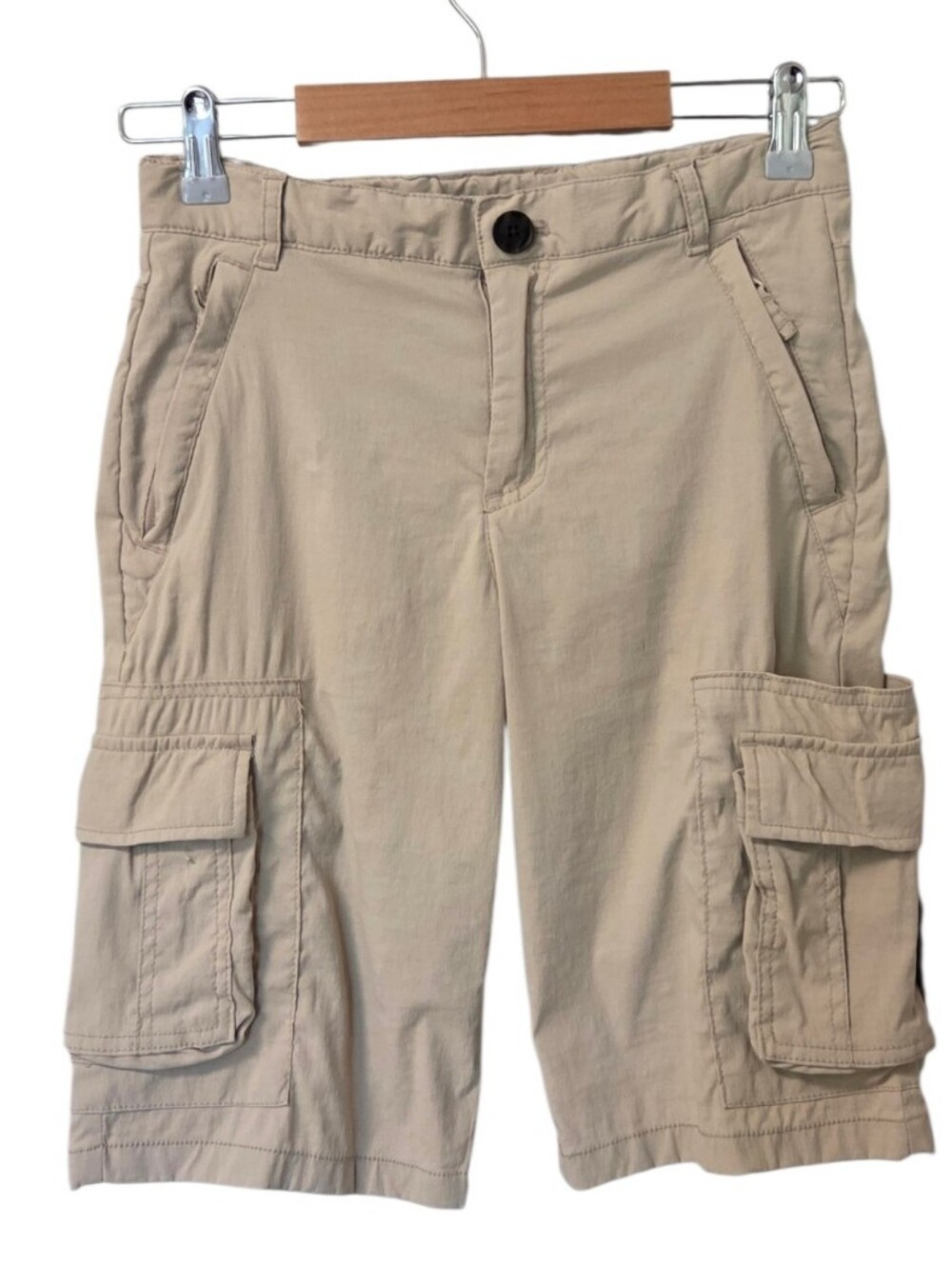 Cat & Jack Boys Cargo Shorts Size 12 Khaki Beige Stretch Utility School